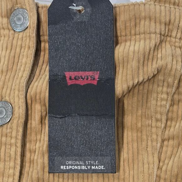 NWT Levi's FIORELLA Golden Tan Cotton Corduroy Button Down Jumper Dress, Sz Med - Picture 10 of 12